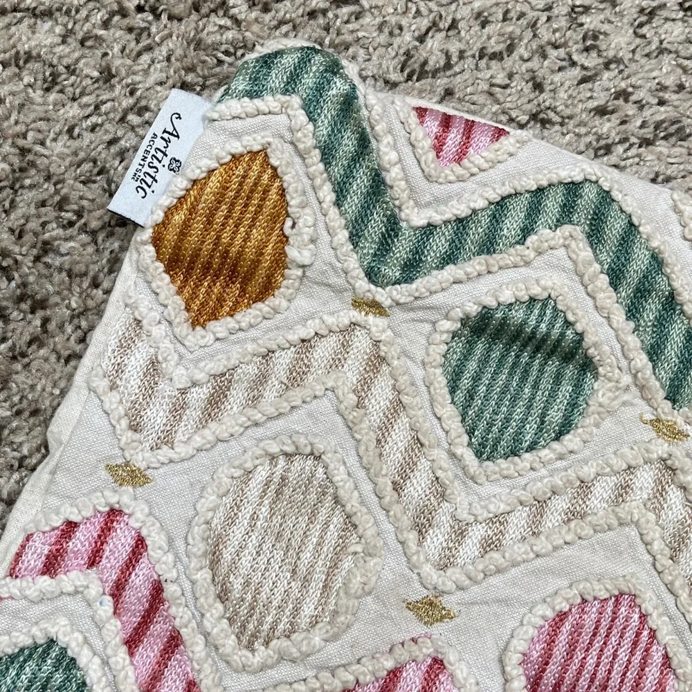 Artistic Accents Boho Textured Diamond‎ Embroidered Throw Pillow Cover Case